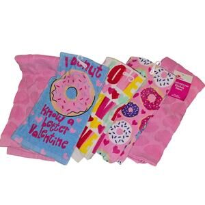 Pink Multi Color Towels Valentines Donut Heart Love Set of 5